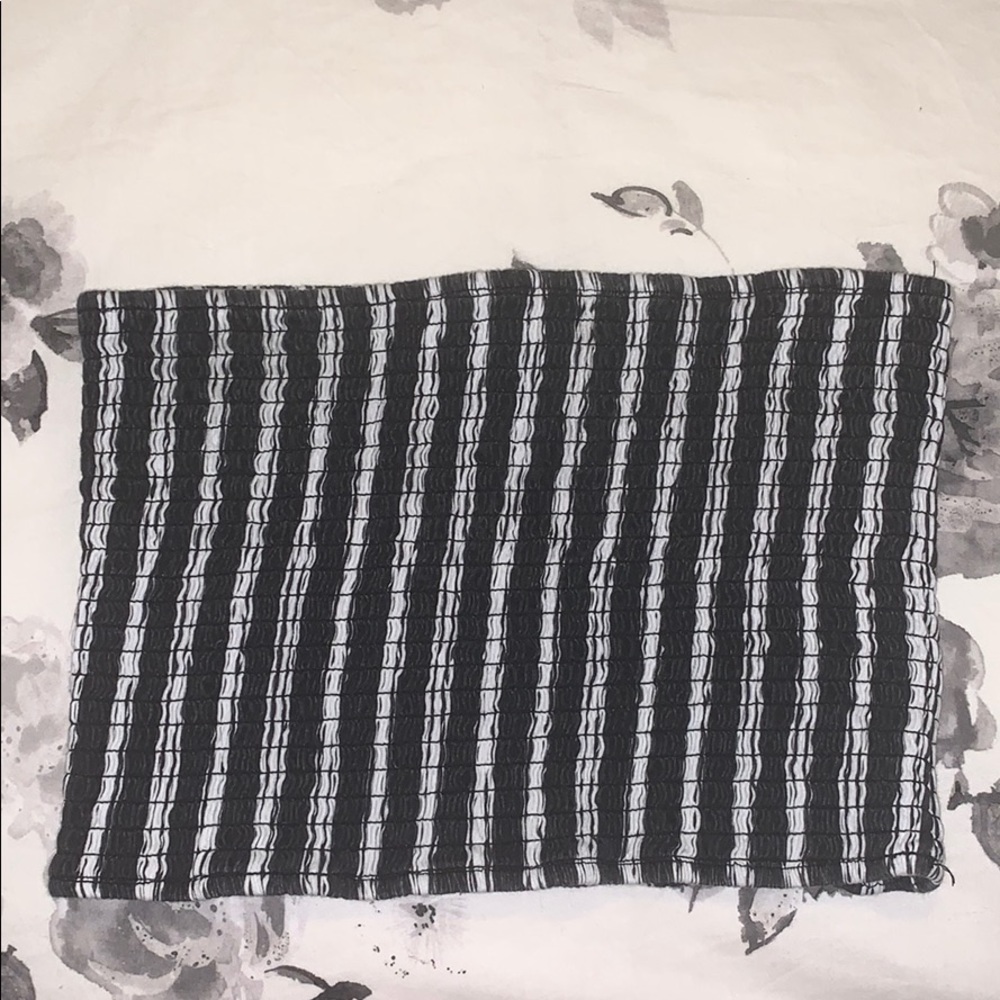 Black and white striped crop top